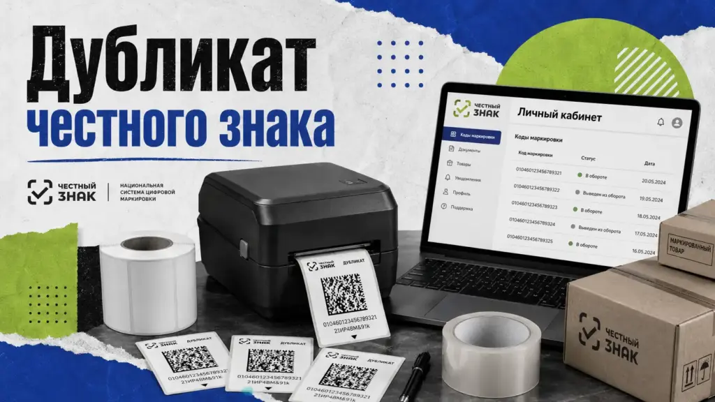 дубликат честного знака — повторная печать кода маркировки на рабочем месте селлера.