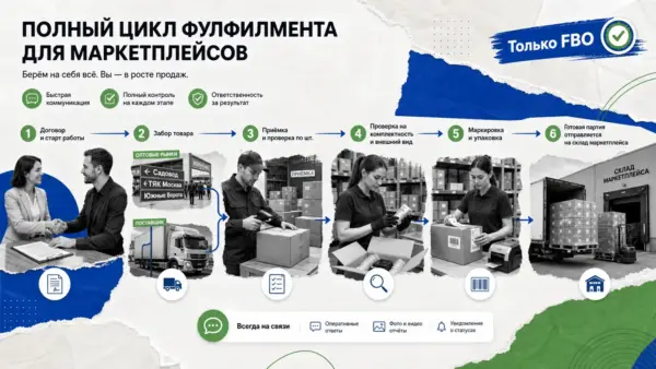Полный цикл фулфилмента для маркетплейсов: от договора и забора товара до отгрузки на склад маркетплейса