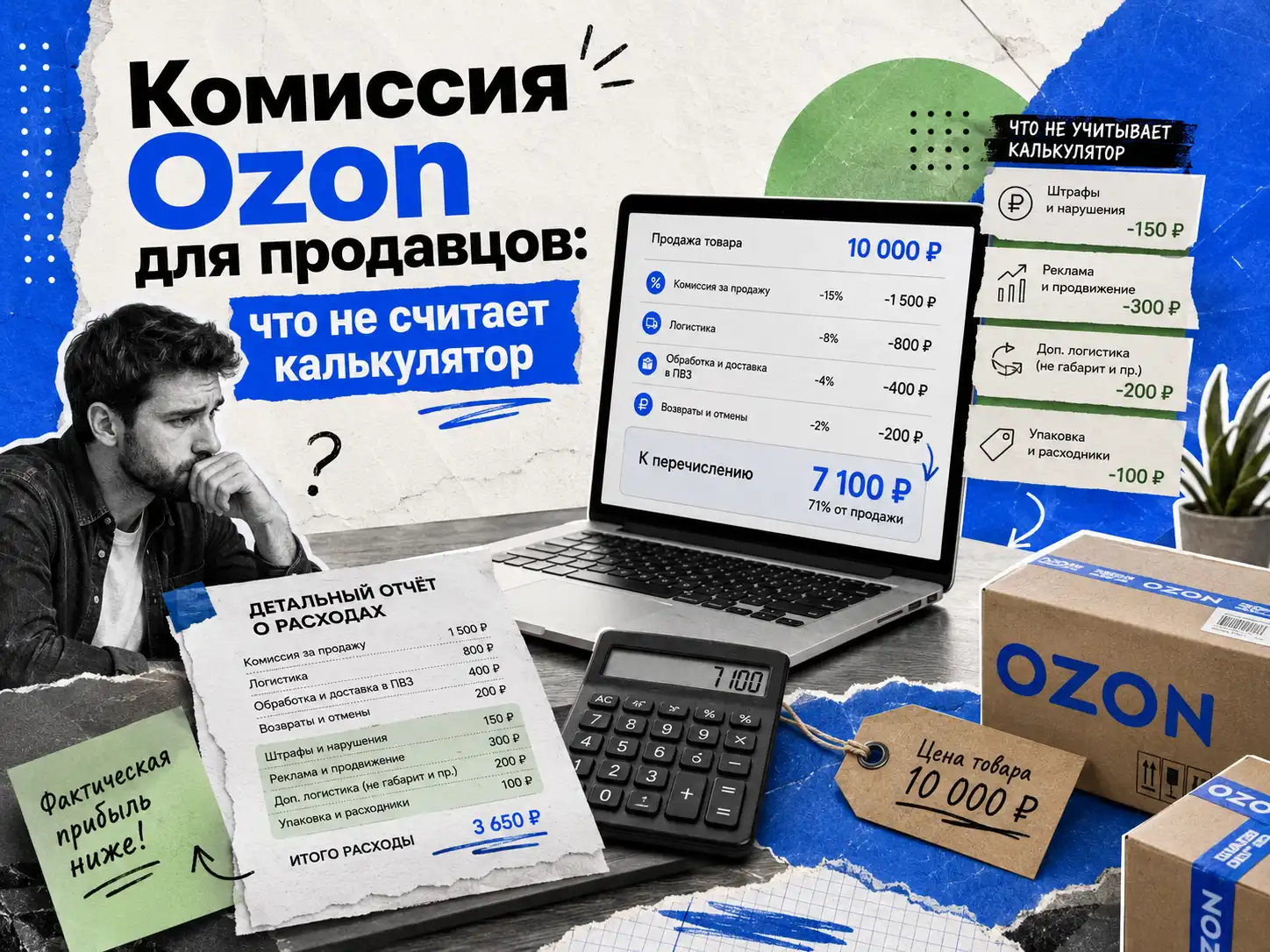 Расчёт комиссии Ozon для продавца: отчёт об удержаниях и калькулятор выплаты