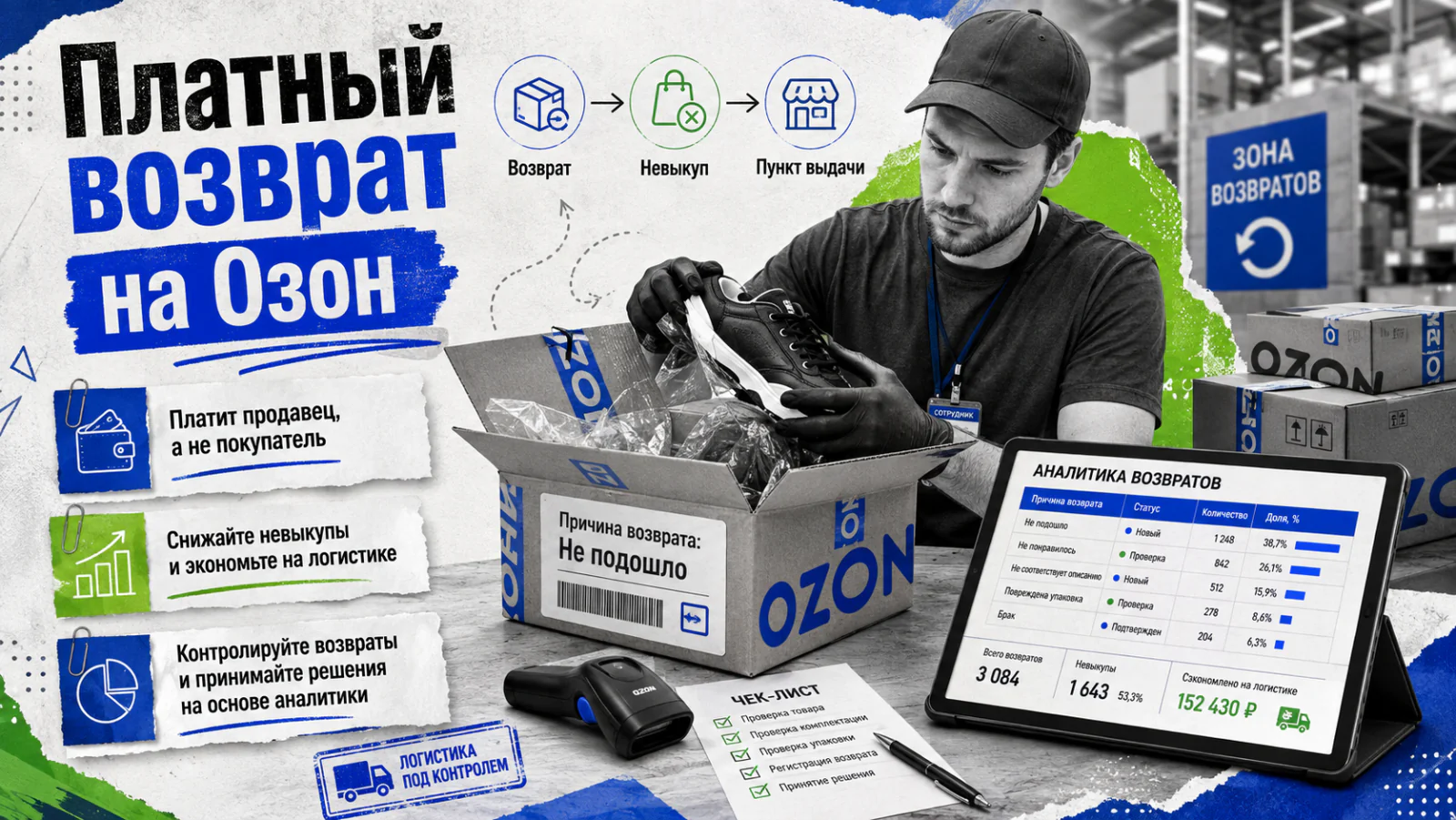 Платный возврат на Озон: обработка возвратов на складе продавца
