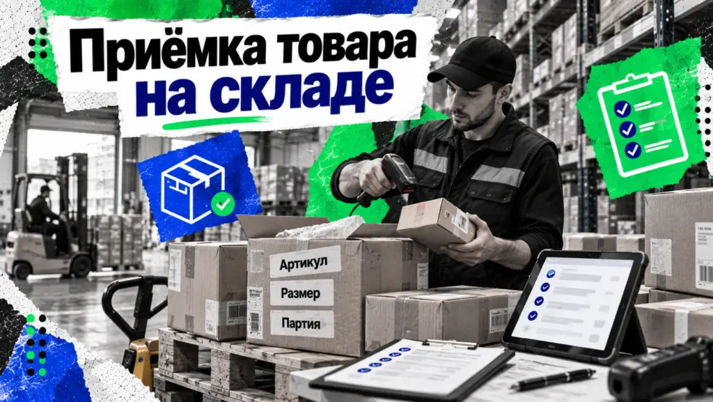 Приёмка товара на складе — пересчёт партии от поставщика по накладной со сканером штрихкодов