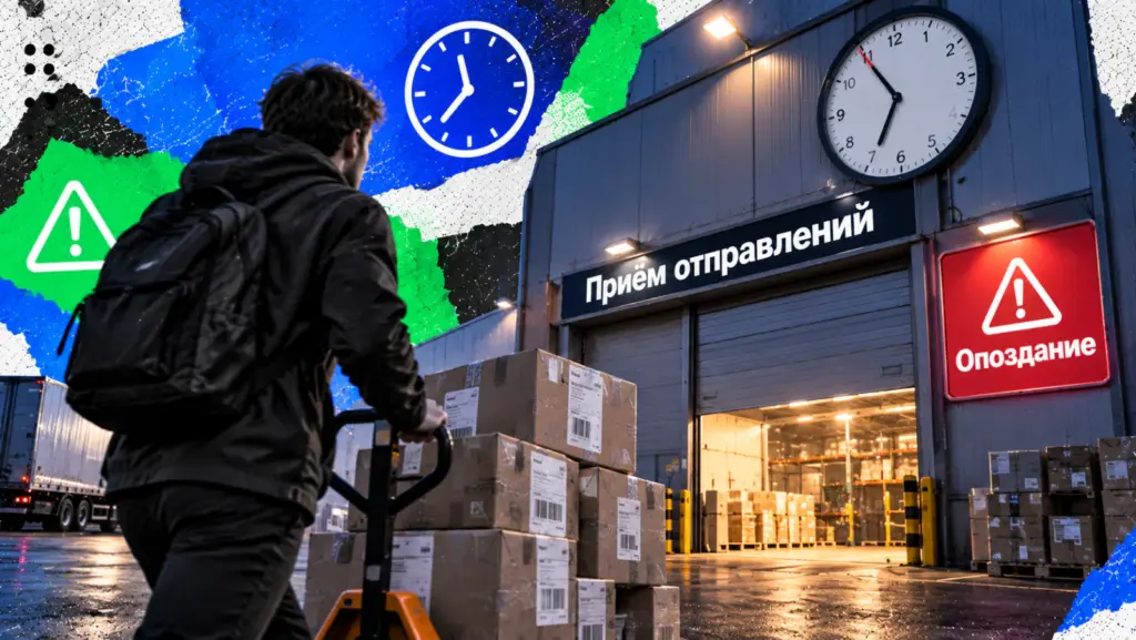 Штрафы Озон для продавцов — продавец везёт отправления к окну приёма перед закрытием